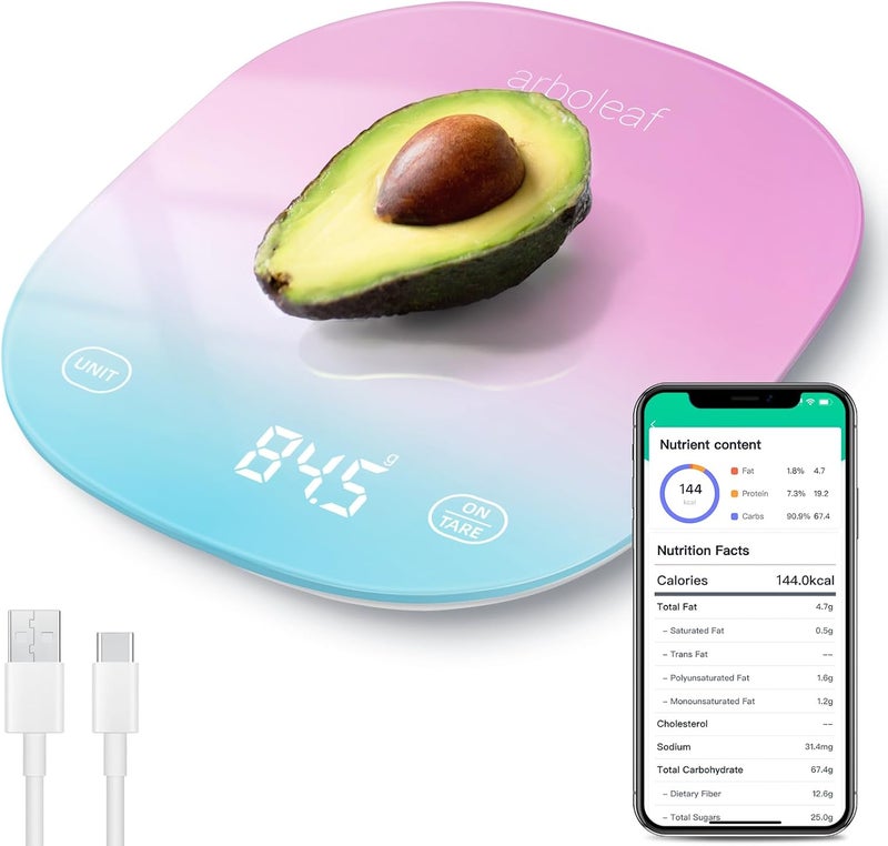 arboleaf Food Scale Rechargeable, Food Scales Digital Weight Grams and oz, Kitchen Scales Digital Weight, Smart Baking Measuring Food Scales for Kitchen Gift, Weight Loss, 0.1oz/0.5g, 22lbs/10kg - Image 1